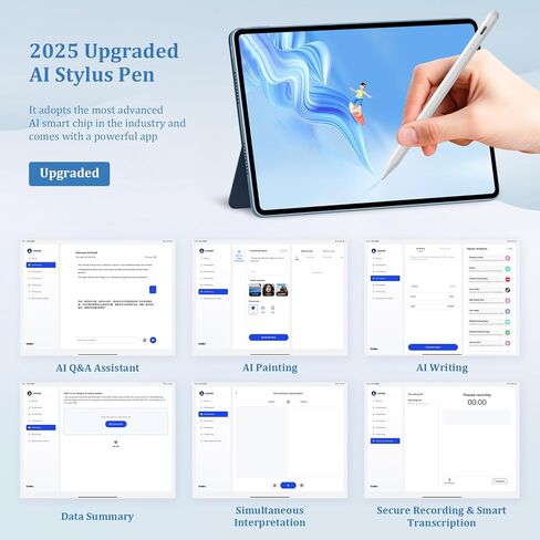 قلم القلم لأجهزة iPad ، قلم الرصاص السريع لشحن iPad بشكل أسرع ، حساس الإمالة ، رفض النخيل ، iPad Pro 12.9/11/13 بوصة M4 ، iPad Air 3/4/5/M2 ، iPad mini 5/6 in Kuwait