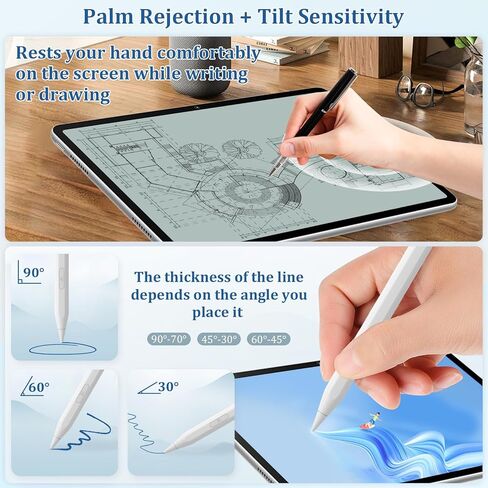 قلم القلم لأجهزة iPad ، قلم الرصاص السريع لشحن iPad بشكل أسرع ، حساس الإمالة ، رفض النخيل ، iPad Pro 12.9/11/13 بوصة M4 ، iPad Air 3/4/5/M2 ، iPad mini 5/6 in Kuwait