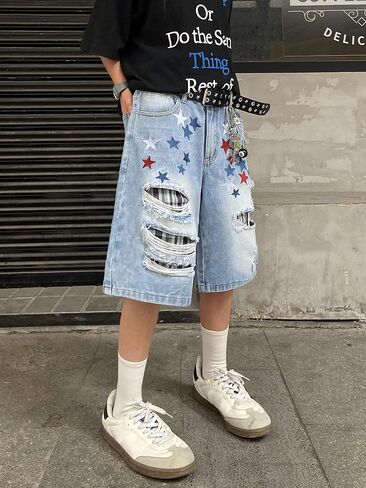 Womens Baggy Jeans Shorts Wide Leg Denim Shorts Y2k Hip Hop Casual Loose Summer Shorts Streetwear in Saudi Arabia