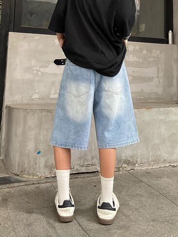 Womens Baggy Jeans Shorts Wide Leg Denim Shorts Y2k Hip Hop Casual Loose Summer Shorts Streetwear in Saudi Arabia