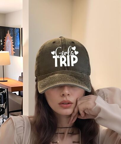Unisex Vintage Washed Distressed Baseball Cap Adjustable Dad Hat Girls Trip Letter Print Graphic Hat for Men Women in Saudi Arabia