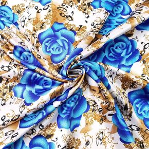 Vintage Flowers Print Satin Fabric Cloth Soft Polyester Charmeuse Lining Scarf Pajamas Fabric (Color 2, 2 Meters) in Saudi Arabia