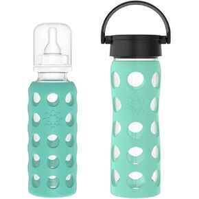 مجموعة هدايا الزجاجات من Lifefactory Baby & Me (1) زجاجة أطفال بحجم 9 أونصة، (1) زجاجة زجاجية سعة 16 أونصة باللون الأبيض البصري in Kuwait