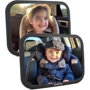 Funbliss Baby Car Mirror for Rear Facing Seat | 360° Rotation, Safety CertifiedShatterproof Acrylic Glass, Clear Wide View | Infant Car Mirror for Car Seat Rear Facing in Kuwait