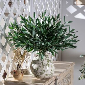 8PCS 24" Artificial Olive Branches, Realistic Fake Olive Tree Branches with 712 Silk Leaves & 4 Olives, Bendable Stems for Vase Fillers, Wedding Centerpieces, Farmhouse Home Decor - No Vase in Kuwait