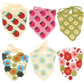6Pcs Floral Crochet Hair Bandanas Boho Floral Crochet Head Scarf Bandana Knitted Hollow Hair Scarves Head Bandanas for Women Girls(Random Style) in Kuwait