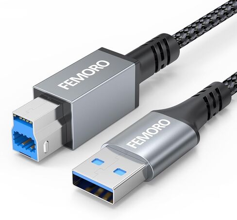 كابل طابعة FEMORO USB B إلى USB C بطول 6 أقدام، محول USB B إلى USB-C كابل USB 2.0 MIDI مضفر متوافق مع جهاز تحكم MacBook Pro HP Digital Piano DJ MIDI in Kuwait