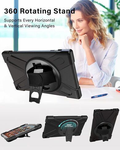 بالنسبة إلى Microsoft Surface Pro X Case 2021/2020/2019 - عرض زاوية متعددة Kickstand Handle Hand Strap تحمل غطاء أعمال حزام الكتف من طراز Surface Pro X ، Black ، Black in Kuwait