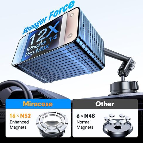 isuke Windshield Phone Mount, Ultra-Durable Aluminum Suction Cup Car Phone Holder, 360° Rotation Magic-Arm Car Phone Mount, Windshield Window Phone Holders for Your Car & iPhone Samsung Smartphones in Saudi Arabia