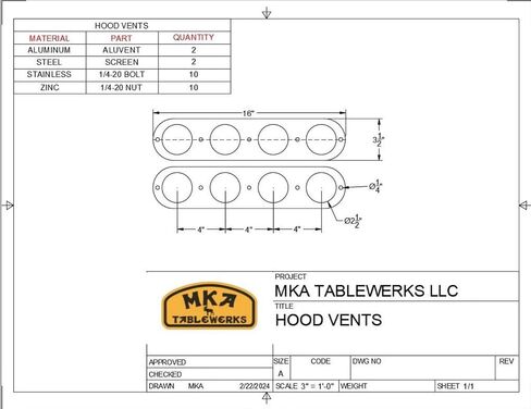 Pair of Bolt on Aluminum Hood Vents 16" with Steel Screens and Stainless Steel Hardware. Easy Installation While Giving Your Ride a Custom Look. in Saudi Arabia