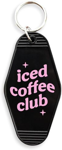 TeesAndTankYou Iced Coffee Club Vintage Style Motel Keychain Key Tag 3.5" in Saudi Arabia