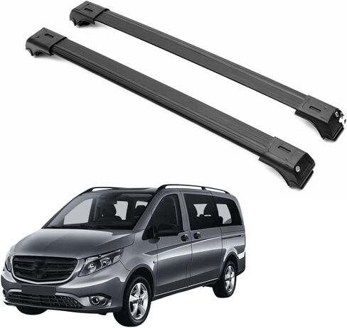ERKUL Roof Rack Cross Bars for Mercedes Benz Metris 2016-2023 | Aluminum Crossbars with Anti Theft Lock for Rooftop | Compatible with Raised Rails - Black in Saudi Arabia