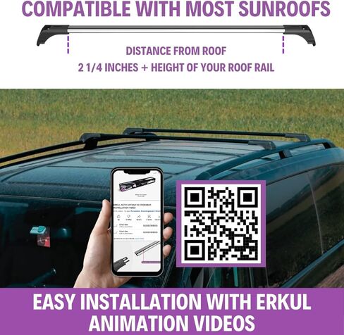 ERKUL Roof Rack Cross Bars for Mercedes Benz Metris 2016-2023 | Aluminum Crossbars with Anti Theft Lock for Rooftop | Compatible with Raised Rails - Black in Saudi Arabia