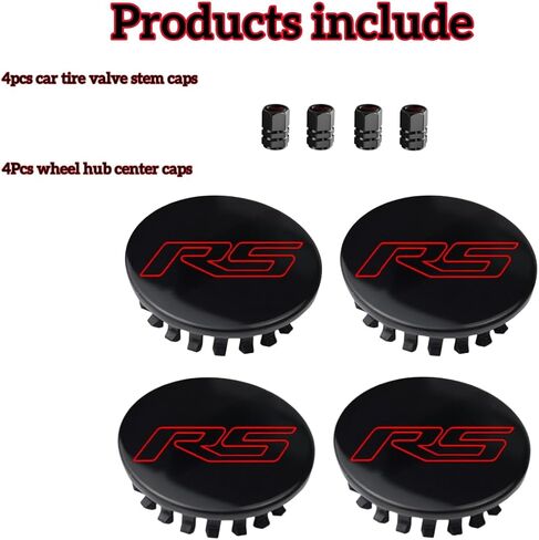 4PCS RS Wheel Center Cap Hub Cover and 4PCS RS Tire Valve Caps Compatible with Camaro Equinox Cruze Malibu Trax 59mm (RS-2) in Kuwait