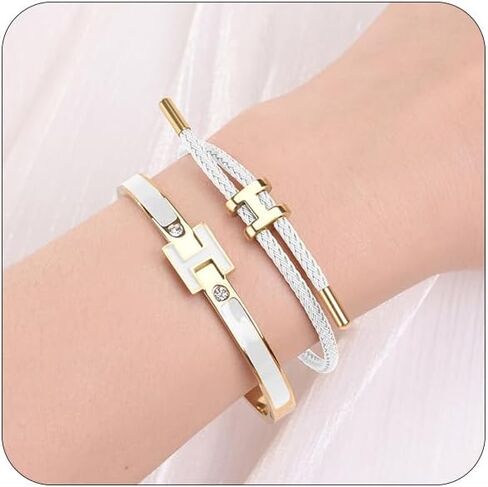 H أساور H للنساء ، H bangle و H Wire Rope Set ، أساور الذهب اللذيذة تم تعيينها على هدايا عيد الميلاد للأمهات للنساء in Kuwait
