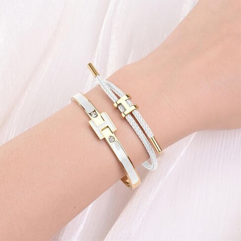 H أساور H للنساء ، H bangle و H Wire Rope Set ، أساور الذهب اللذيذة تم تعيينها على هدايا عيد الميلاد للأمهات للنساء in Kuwait