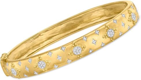 Ross-Simons 0.20 ct. t.w. Diamond Cluster Bangle Bracelet in 18kt Gold Over Sterling in Saudi Arabia