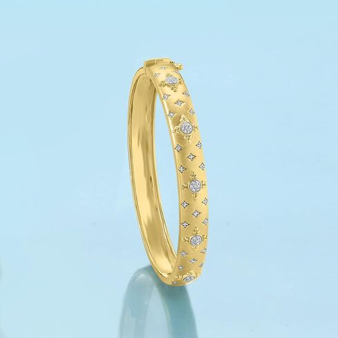 Ross-Simons 0.20 ct. t.w. Diamond Cluster Bangle Bracelet in 18kt Gold Over Sterling in Saudi Arabia