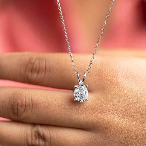 الماس الودي Solitaire Lab Diamond Necklace for Women Quartze Split Bail | 0.75-6 قيراط IGI مختبر معتمد نمت الماس | قلادة الذهب 14K مع سلسلة ذهبية | جودة FG-VS in Kuwait