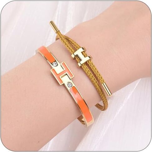 H أساور H للنساء ، H bangle و H Wire Rope Set ، أساور الذهب اللذيذة تم تعيينها على هدايا عيد الميلاد للأمهات للنساء in Kuwait