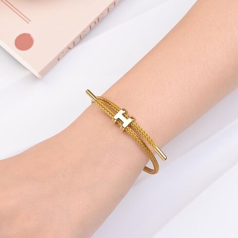 H أساور H للنساء ، H bangle و H Wire Rope Set ، أساور الذهب اللذيذة تم تعيينها على هدايا عيد الميلاد للأمهات للنساء in Kuwait