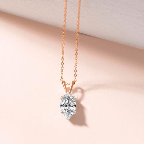 FRIENDLY DIAMONDS Solitaire Lab Diamond Necklace For Women Quartze Split Bail | 0.75-6 Carat IGI Certified Lab Grown Diamond | 14K Gold Pendant With Gold Chain | FG-VS Quality in Saudi Arabia