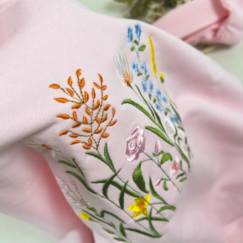 Wildflower Botany Embroidered Oversized Sweatshirt for Women, Soft French Terry Cotton Crew Neck Sweater in Saudi Arabia