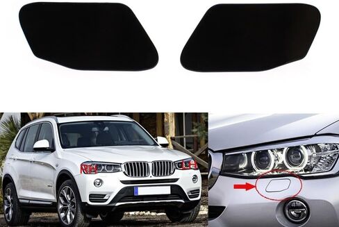 51117347931 51117347932 Front Bumper Headlight Washer Spray Nozzle Jet Cover Cap for BMW X3 F25 2014 2015 2016 51 11 7 338 568(Black-Left) in Saudi Arabia