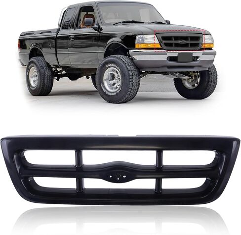 CarPartsDepot Front Grille Grill Chrome Frame Silver Gray Bar Insert Compatible With 1998 1999 2000 Ford Ranger FO1200340 F87Z8200EAA in Saudi Arabia
