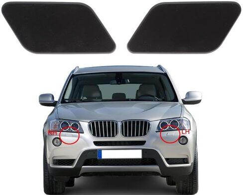 51117212953 51117212954 الوفير الأمامي مصباح أمامي غسالة الفوهة غطاء الطائرات الطائرات لـ BMW F25 X3 2009 2010 2012 2013 2014 (Black-RH) in Saudi Arabia