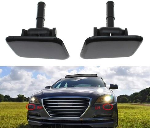 Front Headlight Lamp Washer Cylinder Spray Nozzle Cap Cover for Hyundai for Genesis ROHENS 2008 20019 2010 2011 98680-3M000(Black-Left) in Saudi Arabia