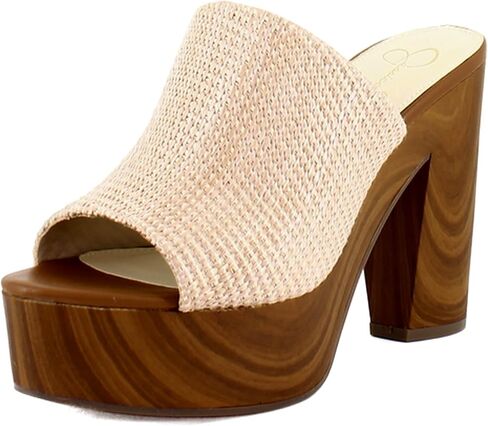 Jessica Simpson Women's Shelbie Block Heel Platform Heeled Sandal, Dark Black, 6 in Saudi Arabia