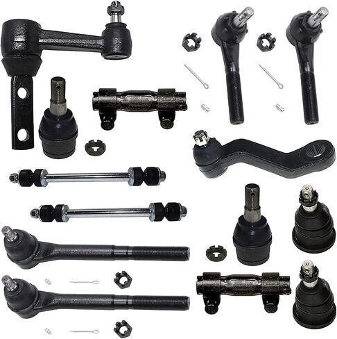 Detroit Axle - Front 14pc Suspension Kit for 2WD 1994-1999 Dodge Ram 2500 3500, 4 Ball Joints 2 Sway Bars 4 Tie Rods 1 Pitman Arm 1 Idler Arm 2 Adjusting Sleeves Replacement 1995 1996 1997 1998 in Saudi Arabia