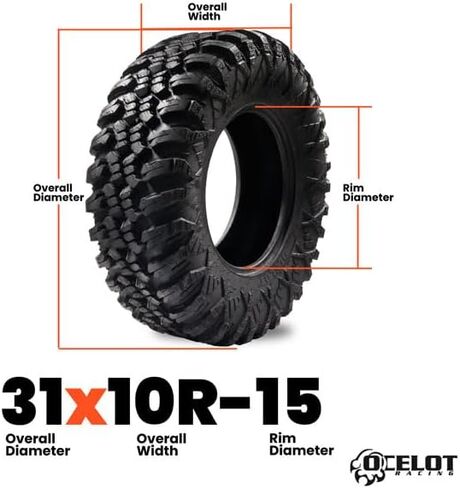 Ocelot Aurora ATV UTV Tire 31 x 10R–15 For All Terrain Style Riding, Durable 8-Ply Radial Construction and Non-Directional Tread Pattern with Thick lugs for Diverse Terrain and Conditions in Saudi Arabia