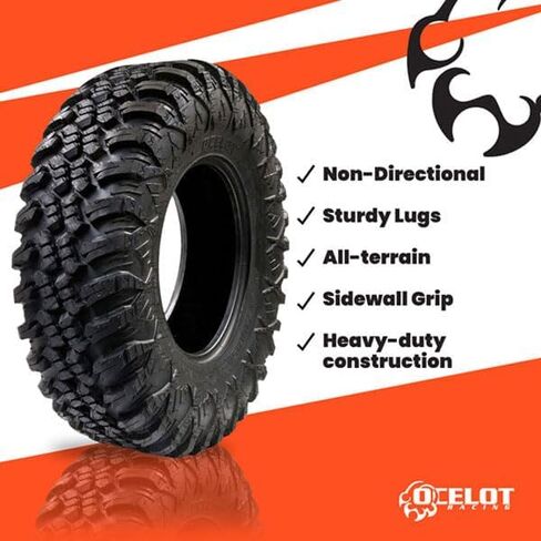 Ocelot Aurora ATV UTV Tire 31 x 10R–15 For All Terrain Style Riding, Durable 8-Ply Radial Construction and Non-Directional Tread Pattern with Thick lugs for Diverse Terrain and Conditions in Saudi Arabia