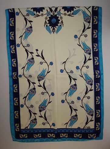 MutluHan Turkish Scarf - 100% Silk Tulip Design | Navy Blue Turquoise | Luxurious and Comfortable Women’s Scarf, Perfect for Gifts and Special Occasions, Suitable for Daily, Evening and Office Wear in Kuwait