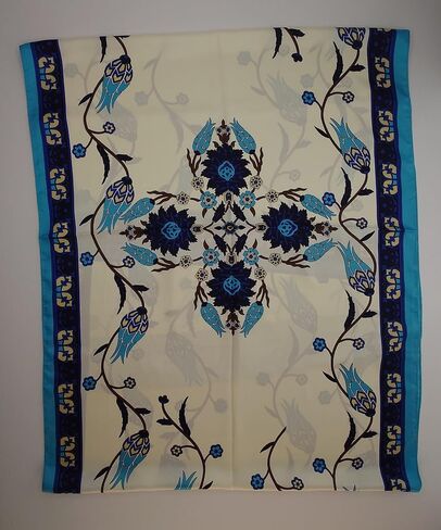 MutluHan Turkish Scarf - 100% Silk Tulip Design | Navy Blue Turquoise | Luxurious and Comfortable Women’s Scarf, Perfect for Gifts and Special Occasions, Suitable for Daily, Evening and Office Wear in Kuwait