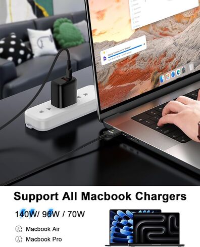 MacBook Air Charger Cord Pro ، USB-C إلى Magsafe 3 كابل ، 140 واط 6 أقدام Apple Cable Cable Mag Safe 3 Matchet in Kuwait