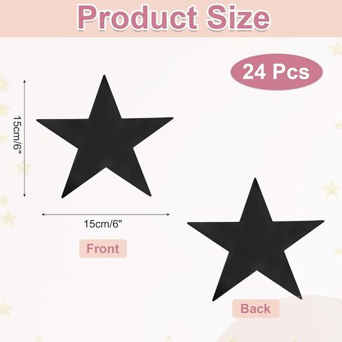 Meccanixity Black Stars Cetouts Decoration ، 24 PCS 6 "Paper Paper Stars Double Confetti Cardboard Stars Decorations for Bulletin Board Wall Classroom Party in Saudi Arabia