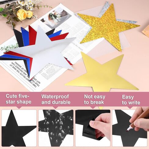 Meccanixity Black Stars Cetouts Decoration ، 24 PCS 6 "Paper Paper Stars Double Confetti Cardboard Stars Decorations for Bulletin Board Wall Classroom Party in Saudi Arabia