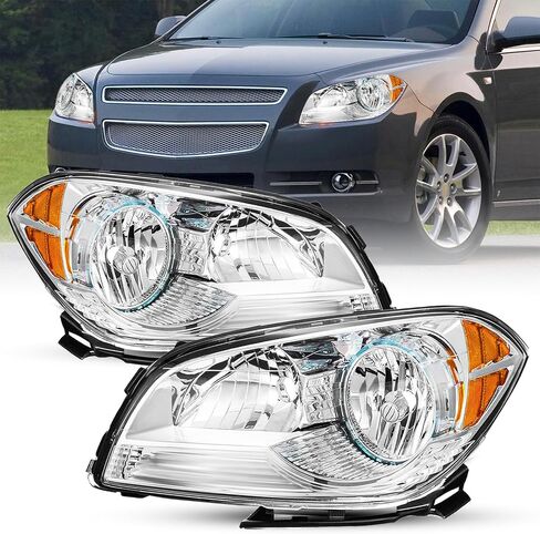 مجموعة الأمامي المتوافقة مع 2008-2012 Chevy Malibu 4 Door Side and Driver Side (Chrome Housing & Amber Reflector) in Saudi Arabia