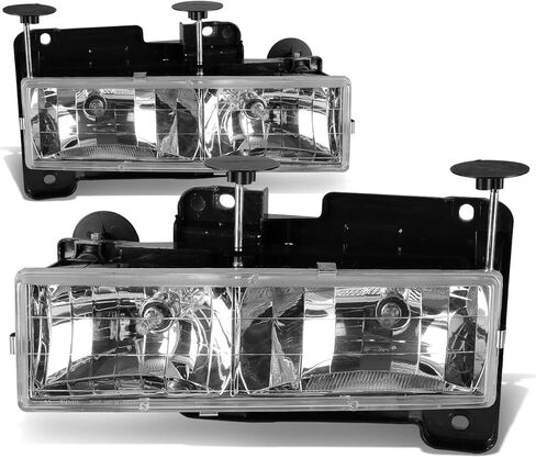 DNA MOTORING HL-OH-8P-C10-3G-BK-AM Black Amber Headlights Compatible with 94-99 Suburban / C1500 K1500 C K / 95-99 Yukon in Saudi Arabia