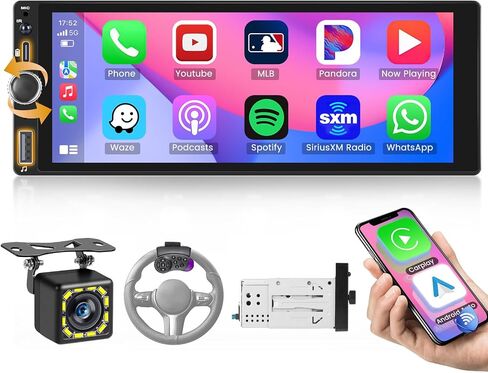 Wireless Carplay Single Din Radio with Android Auto, 6.86" Touch Screen Car Stereo with Bluetooth, SWC, Backup Camera, Mirror Link, FM/RDS, Fast Charging, USB Input in Saudi Arabia