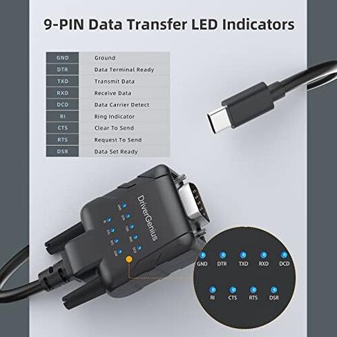 DriverGenius USB232A-E-C | USB-C to Serial/RS232 (DB9) Adapter – A Reliable Tool for PLC Programming, Robot Control, Data Acquisition, and Embedded System Development 【6-Piece/Pack】 in Kuwait