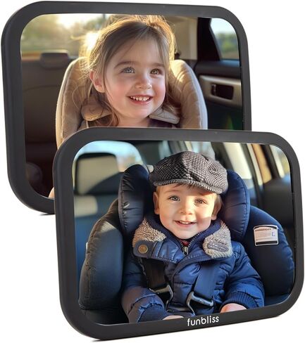 Funbliss Baby Car Mirror for Rear Facing Seat | 360° Rotation, Safety CertifiedShatterproof Acrylic Glass, Clear Wide View | Infant Car Mirror for Car Seat Rear Facing in Kuwait
