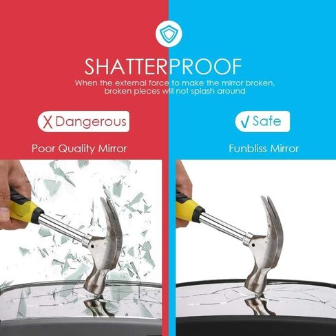 Funbliss Baby Car Mirror for Rear Facing Seat | 360° Rotation, Safety CertifiedShatterproof Acrylic Glass, Clear Wide View | Infant Car Mirror for Car Seat Rear Facing in Kuwait