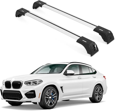 Erkul Roof Rack Cross Bars لـ BMW X7 (G07) 2019-2025 | أشرطة الألومنيوم مع قفل مكافحة السرقة للسطح | متوافق مع القضبان المرتفعة - الفضة in Kuwait