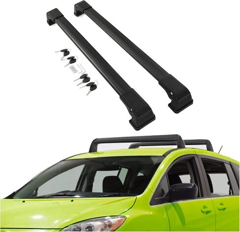 KUAFU Cross Bar Compatible with 2006-2017 Mazda 5 Roof Rack Cross Bars Cross w/Anti-Theft Locks Rail Rooftop Cargo Bag Luggage Carrier Powder Coated Black in Saudi Arabia