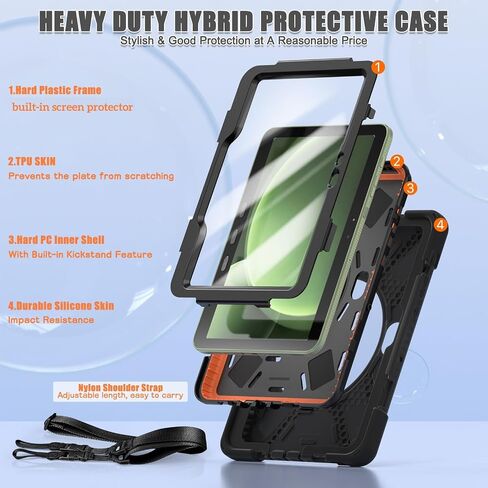 ZenRich Galaxy Tab Active4 Pro 2022/Galaxy Tab Active Pro 2019 10.1" Case (SM-T630/T638/T540/T547) with S Pen Holder, Rugged Heavy Duty Shockproof Case with Kickstand Hand Strap Shoulder Belt, Black in Saudi Arabia