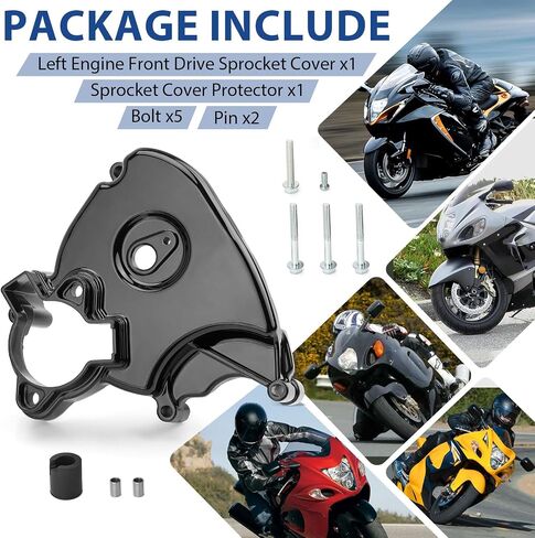 Left Engine Front Drive Sprocket Cover & Bolt Compatible with Suzuki GSX1300R Hayabusa 1999-2007 11361-24F10 in Saudi Arabia